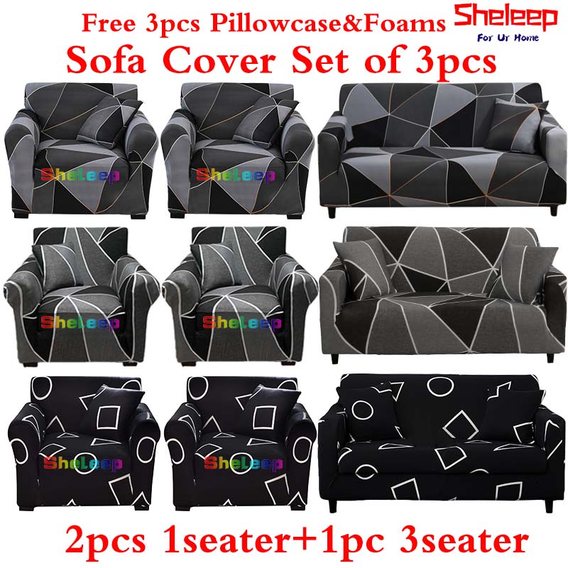 Sheleep 3in1 Sofa Cover Set 1 3seater and 2 Single Sofa Cover Set