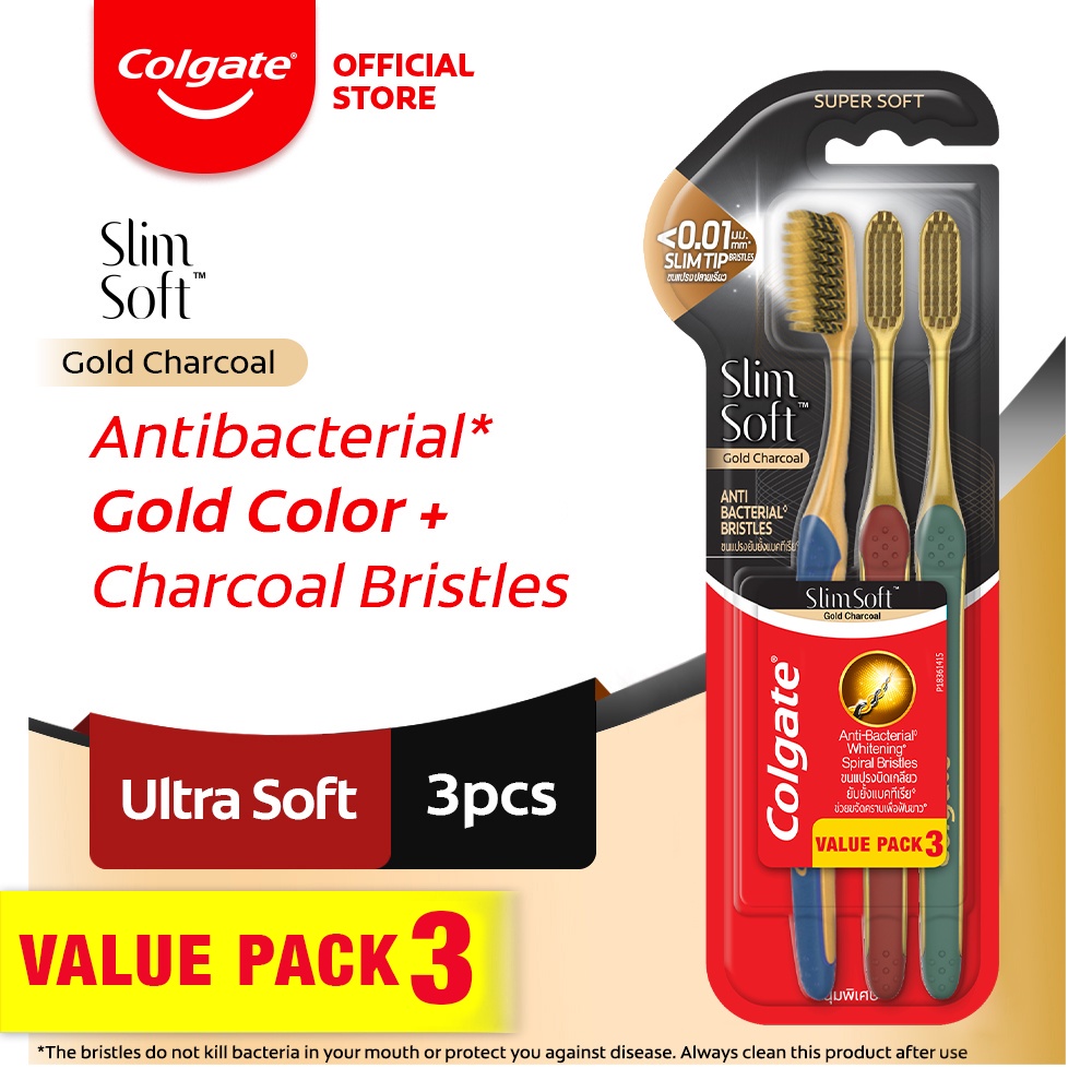 Colgate SlimSoft Charcoal Gold Toothbrush Value Pack | Shopee Philippines