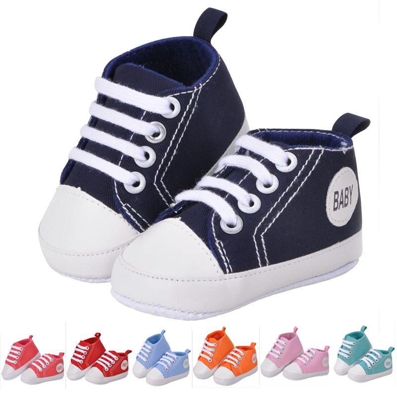 Canvas Baby Sneakers Shoes Newborn Boys Girls Beginners Walking Shoes Infant Soft Sole Non Slip Baby Shoes
