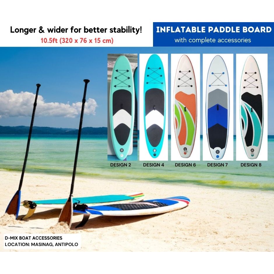 10.5ft Premium Inflatable Paddle Board 5 designs (longer, wider