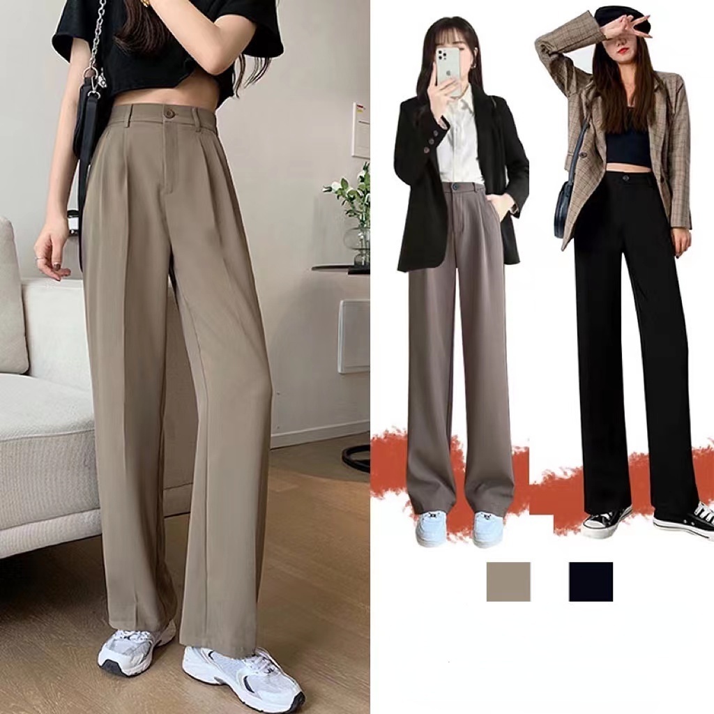 4COLORS Wide Leg Pants Women's High Waist Pants Women's Loose and Thin  Straight