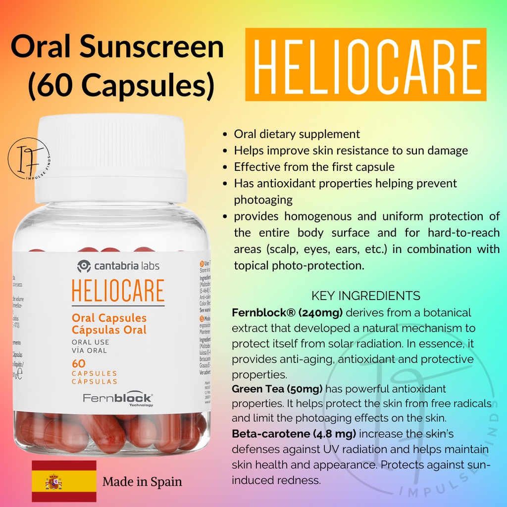 Heliocare Oral Sunscreen Capsules Anti Sun Damage Photoprotection 60