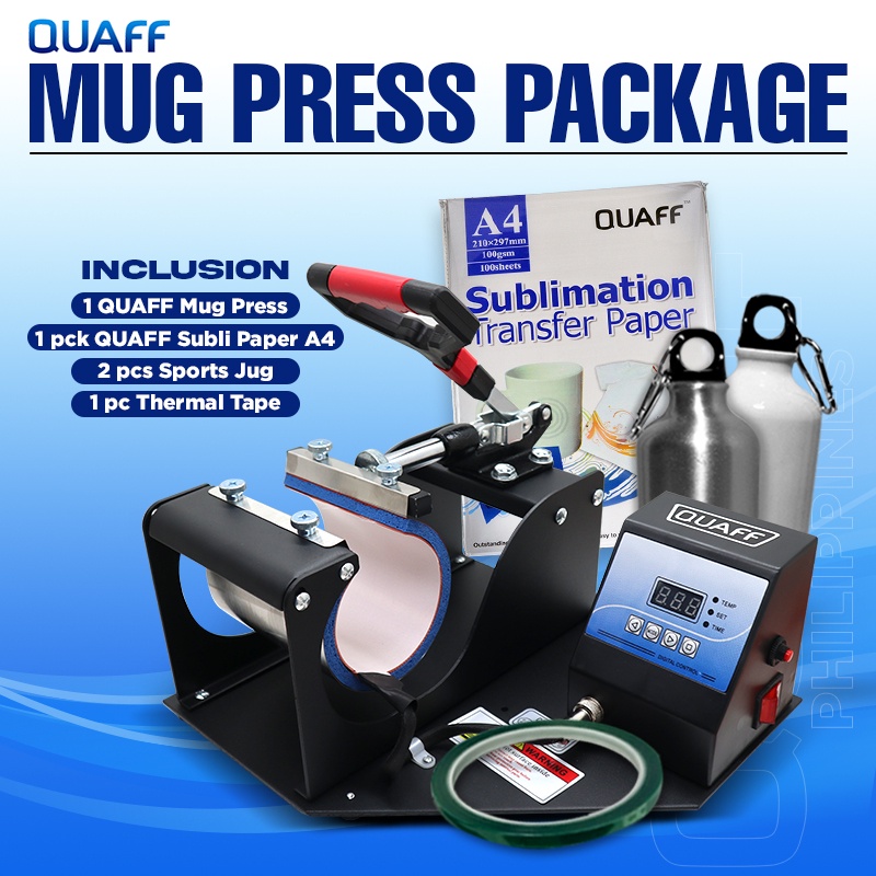 Promo Package QUAFF Digital Mug Press Machine Heavy Duty w/ Sports Jug