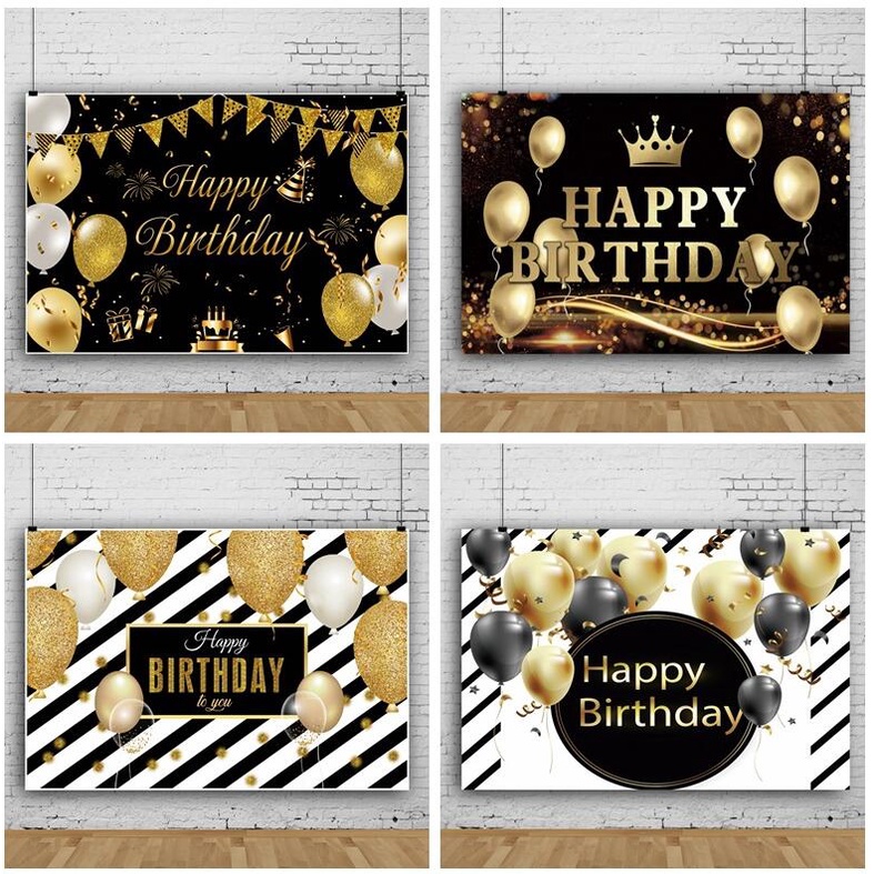 YRIOWMI 7x5ft Happy Birthday Backdrop Banner - Black And Gold Party Decor For Birthdays & Celebrations - View #10