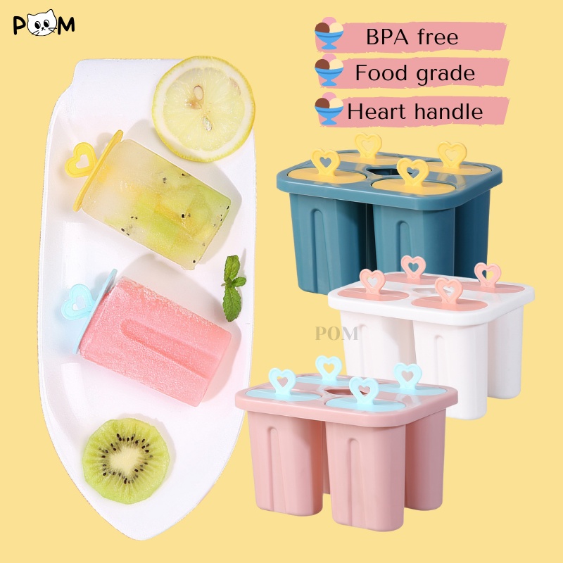 Pom Creative Icecream Mold Edible Silicon Popsicle Stick Ice Cream Cube 