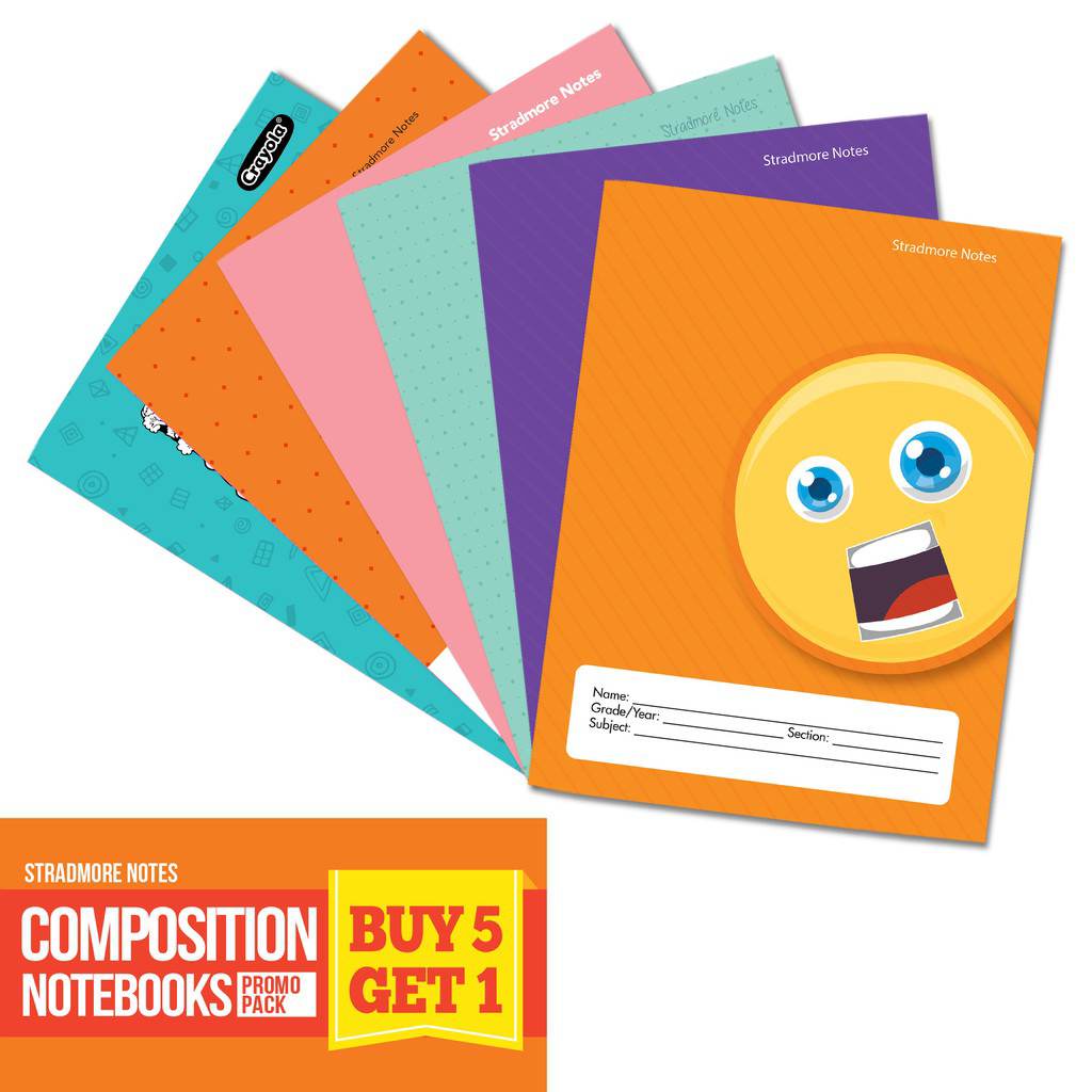Stradmore Composition Notebooks Set of 5 + 1 Random Designs Shopee