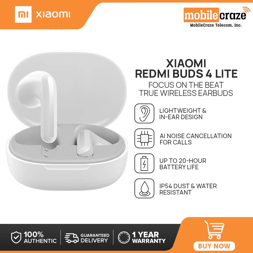 Xiaomi Redmi Buds 4 Lite, True Wireless Earbuds, IP54 Dust and Water  Resistance