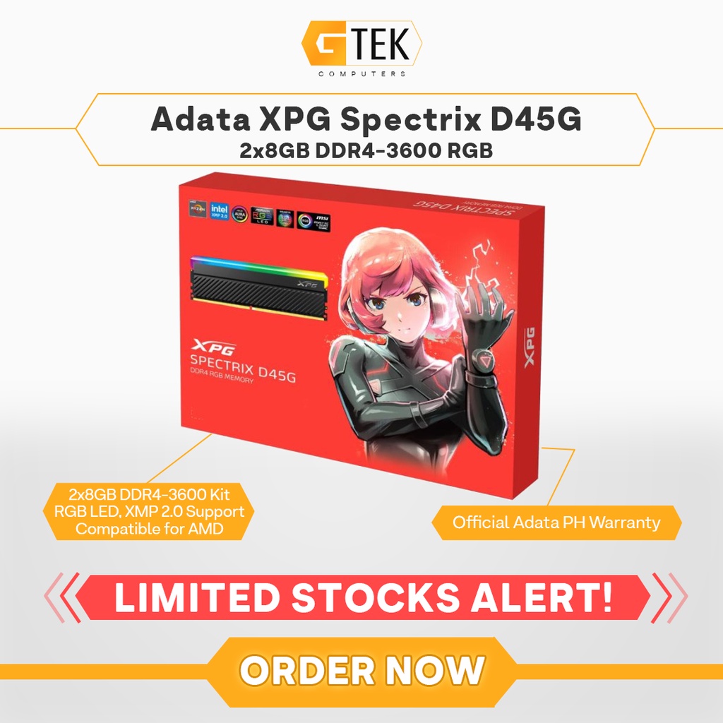 Adata Spectrix D45G 2x8GB DDR4-3600 CL18 RGB Black | Shopee Philippines