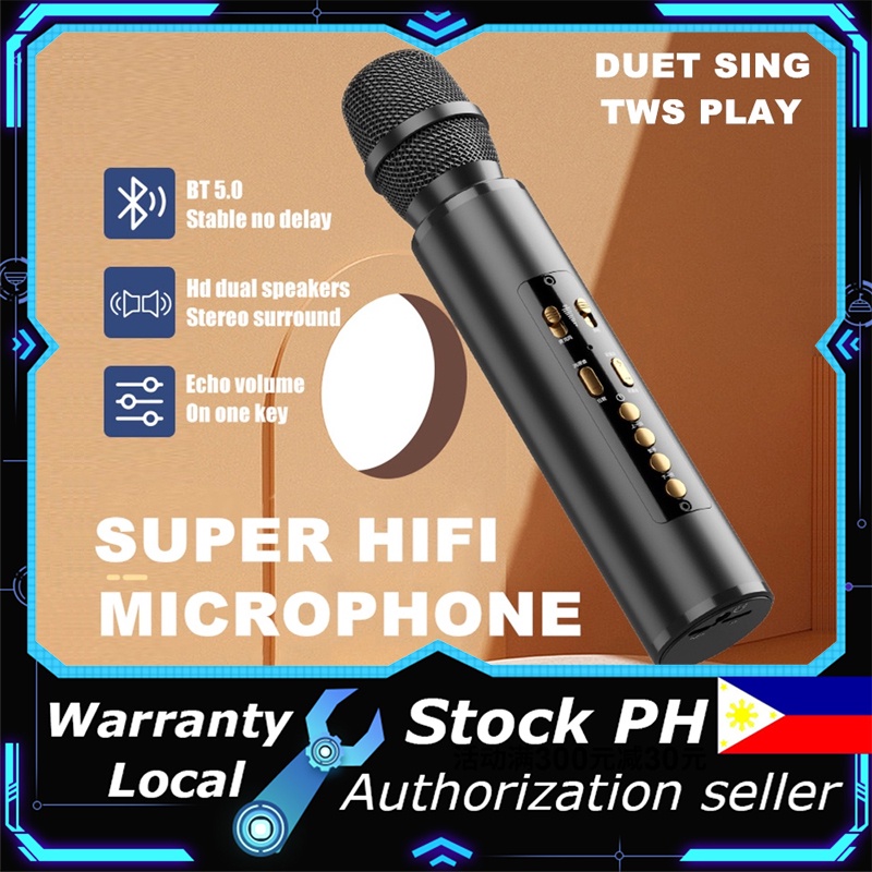 K5 Microphone for Videoke Bluetooth Wireless Karaoke Speaker USB