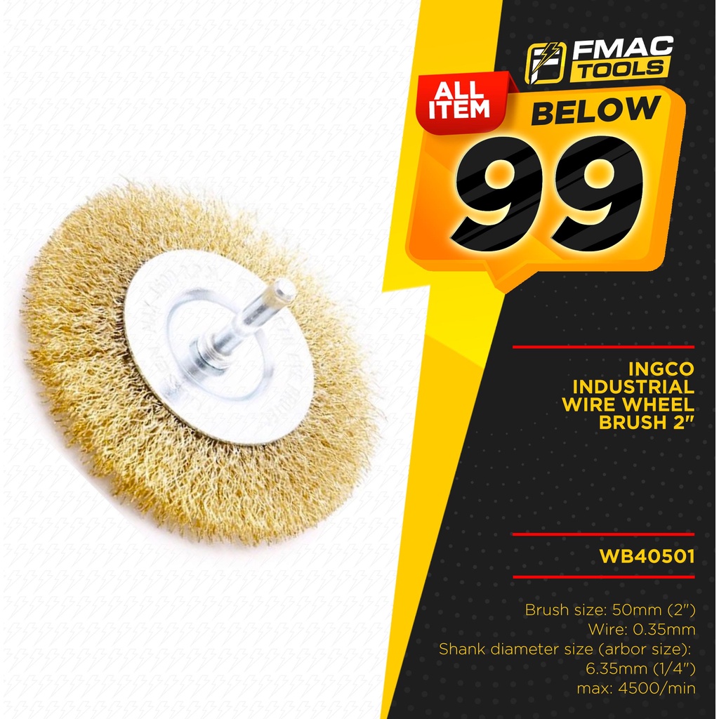 INGCO Industrial Wire Wheel Brush 2" WB40501 FMAC TOOLS Shopee Philippines
