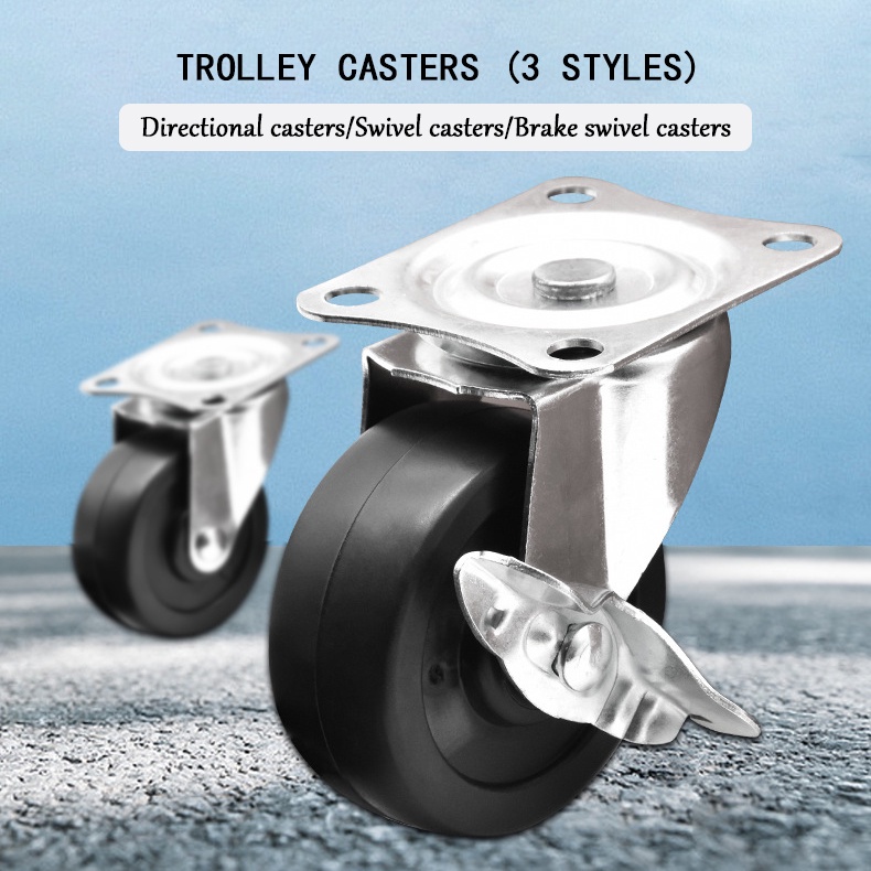 COD Trolley Casters Heavy Duty Wheel Black PU Wheel 1.5/2/2.5/3 inch ...
