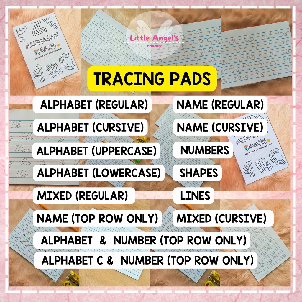 40 PAGES TRACING PAD (Name, Alphabet, Numbers, Shapes, Lines) | Shopee