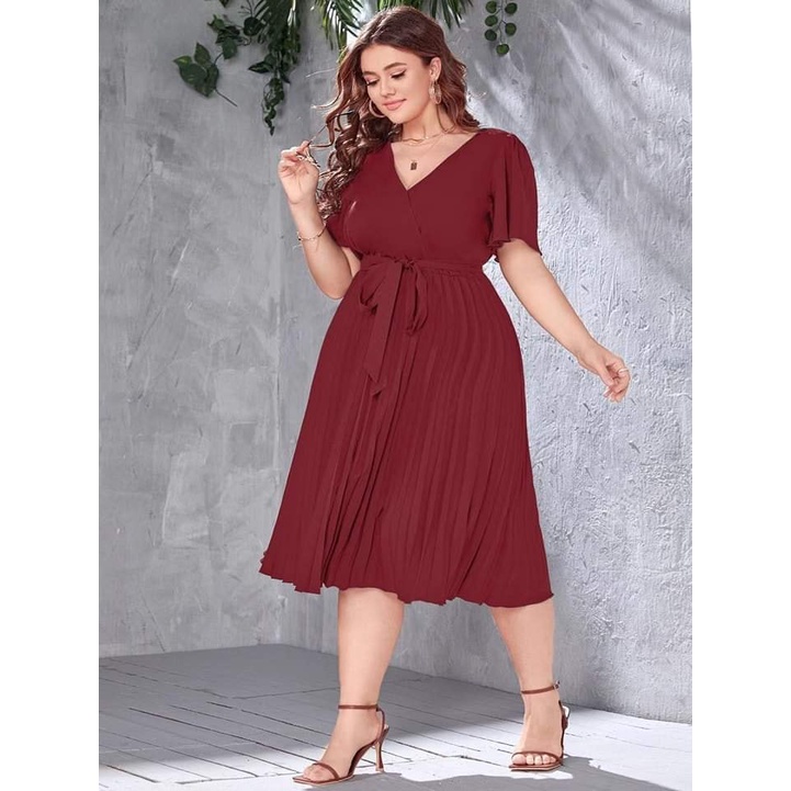 Plus size red dress casual best sale