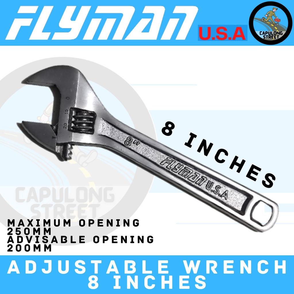 Tools Ni Manong Flyman Adjustable Wrench 8" Yabe Adjustable Spanner Katala 200mm Beak Open I.787612352