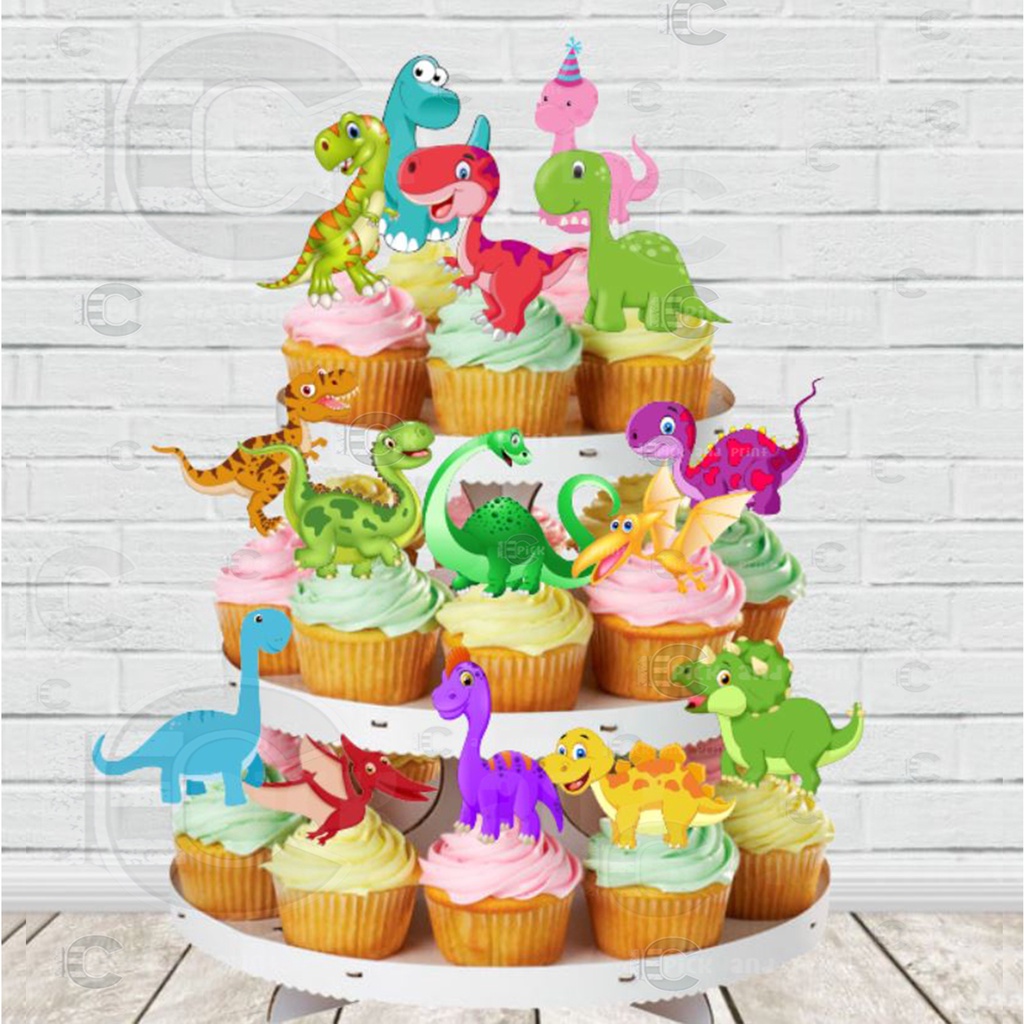 12+3 pcs Dinosaur Theme Cupcake Topper for DIY Party Decorations Party ...