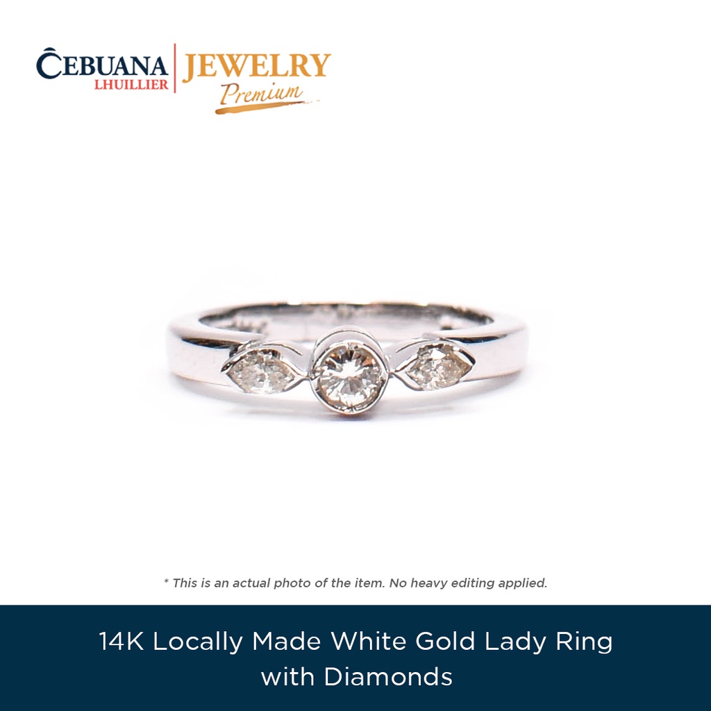 14K Locally Made White Gold Lady Ring with Diamonds | Shopee Philippines