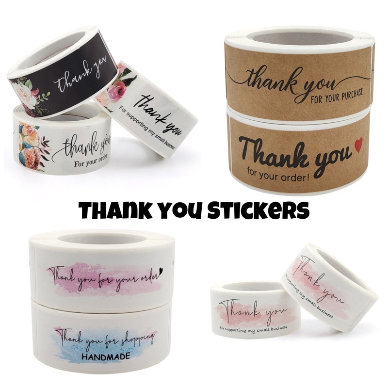 120pcs per roll - Thank You Sticker Rectangular 1x3 Inches | Shopee ...