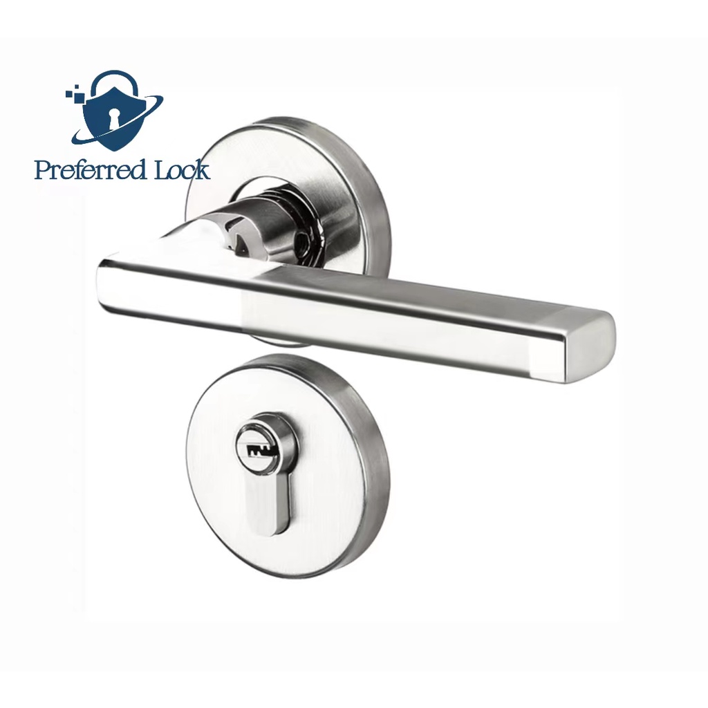 Preferred Lock Stainless Steel Door Modern Solid Wood Interior Knob Set