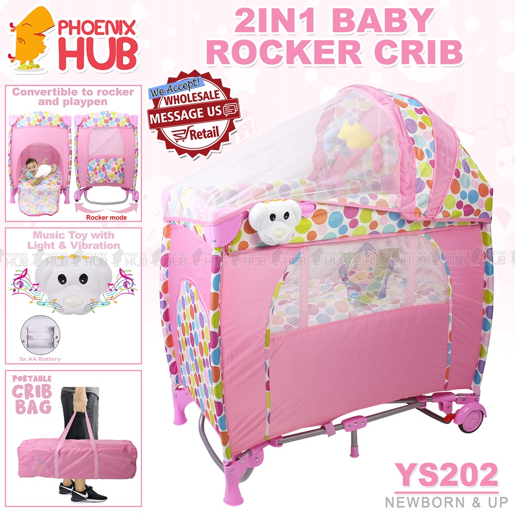 Phoenix Hub YS202 Infant Baby Crib Rocker Crib and Playpen with