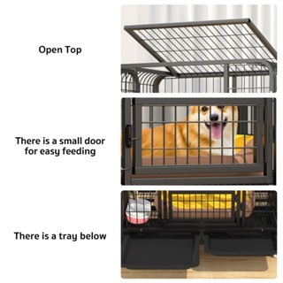 【Ready Stock】XXXL Dog Cage Square Tube Stainless Steel Dog Crate Pet