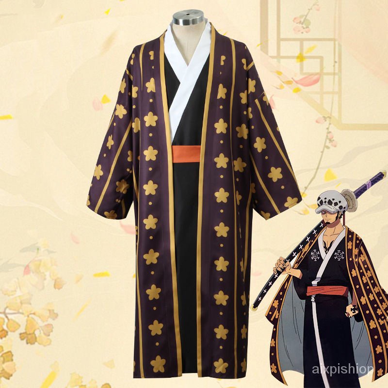 One Piece Trafalgar Law Cosplay Costume Law Japanese bathrobe kimono suit cosplay coat Set