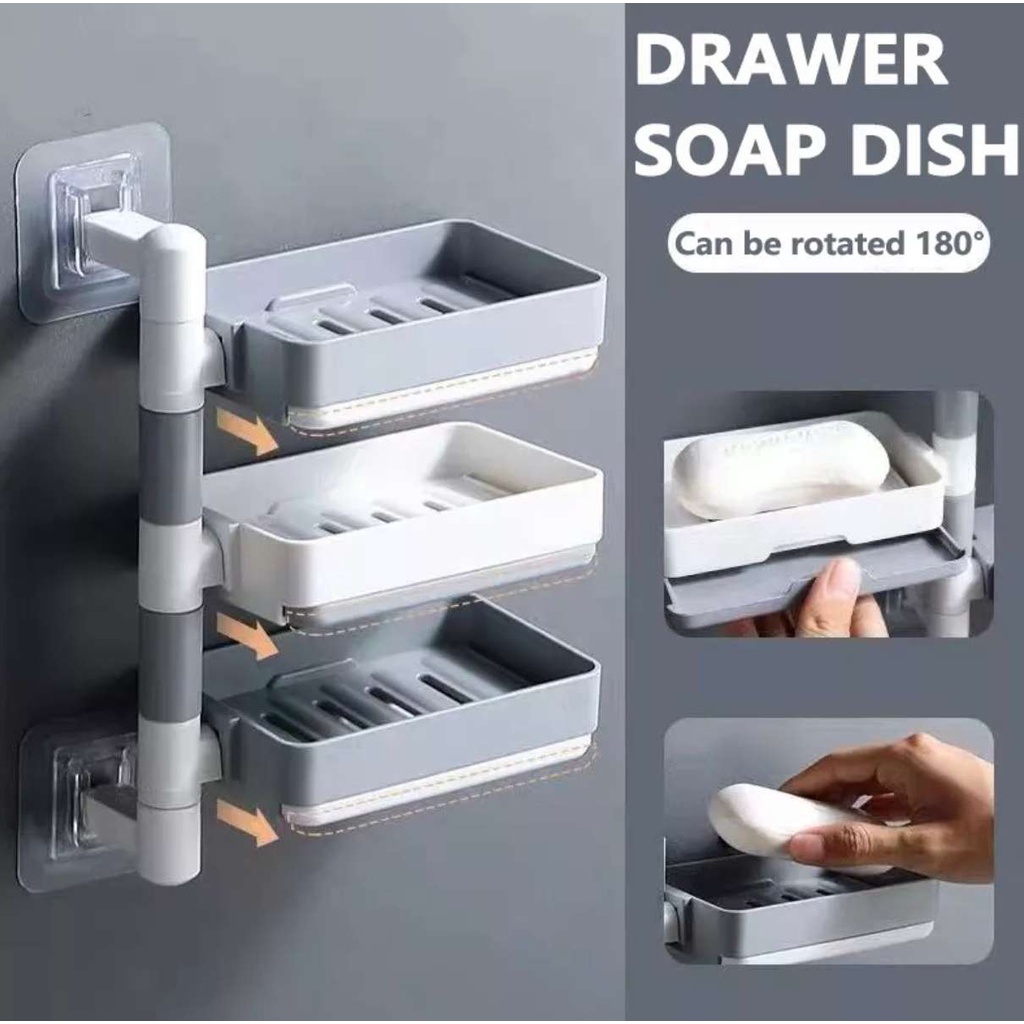 3 Layer Soap Box No Punching Creative Soap Dishes Storage Rack Soap ...