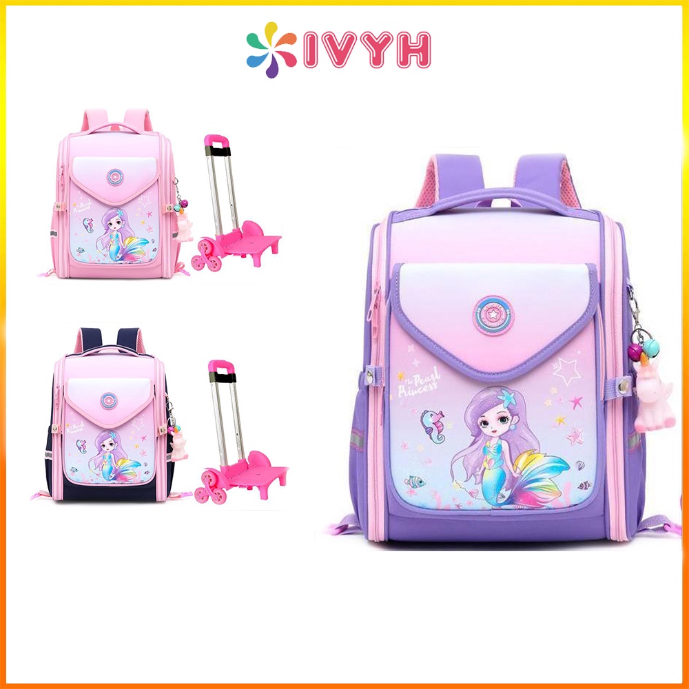 Ivyh Backpack for Kids with 6 Wheels Backpack for Girls Cartoon School ...