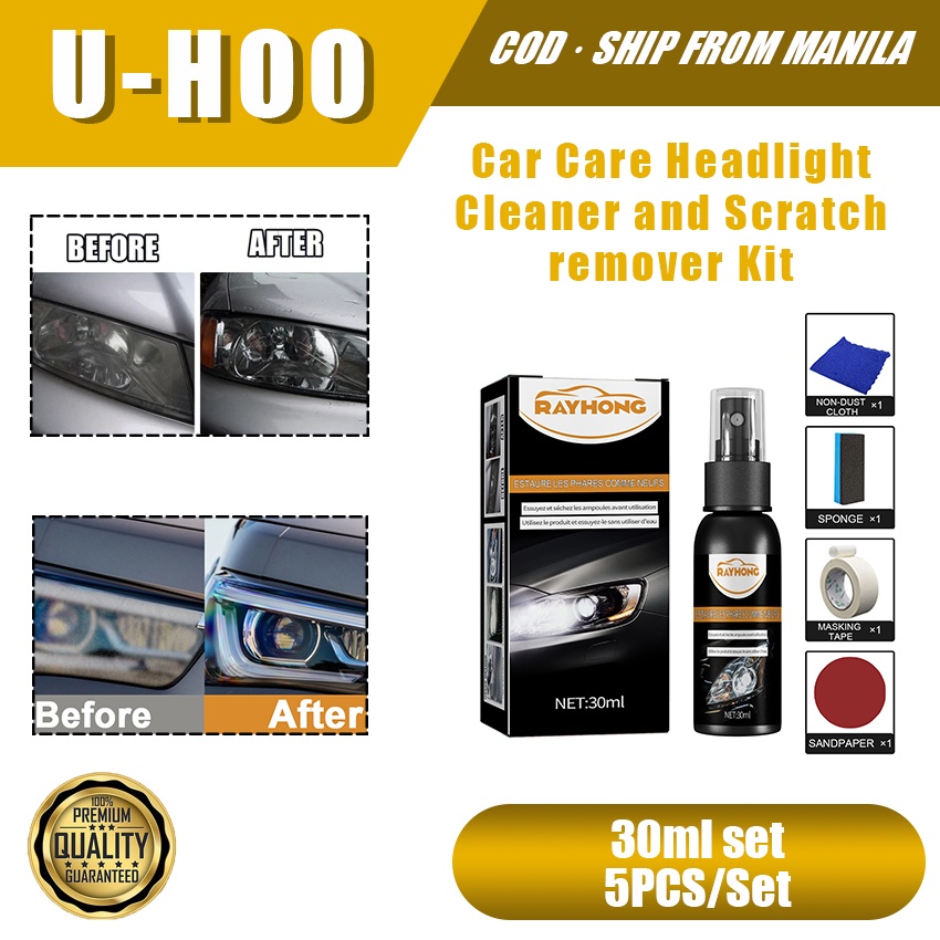 Rayhong 30ml Car Headlight Cleaner Spray Set for Headlamp scratch remover restore oxidized