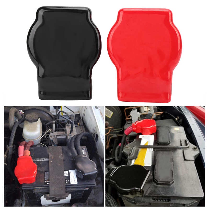2Pcs Universal Car Battery Terminal Covers Positive Negative Top Post