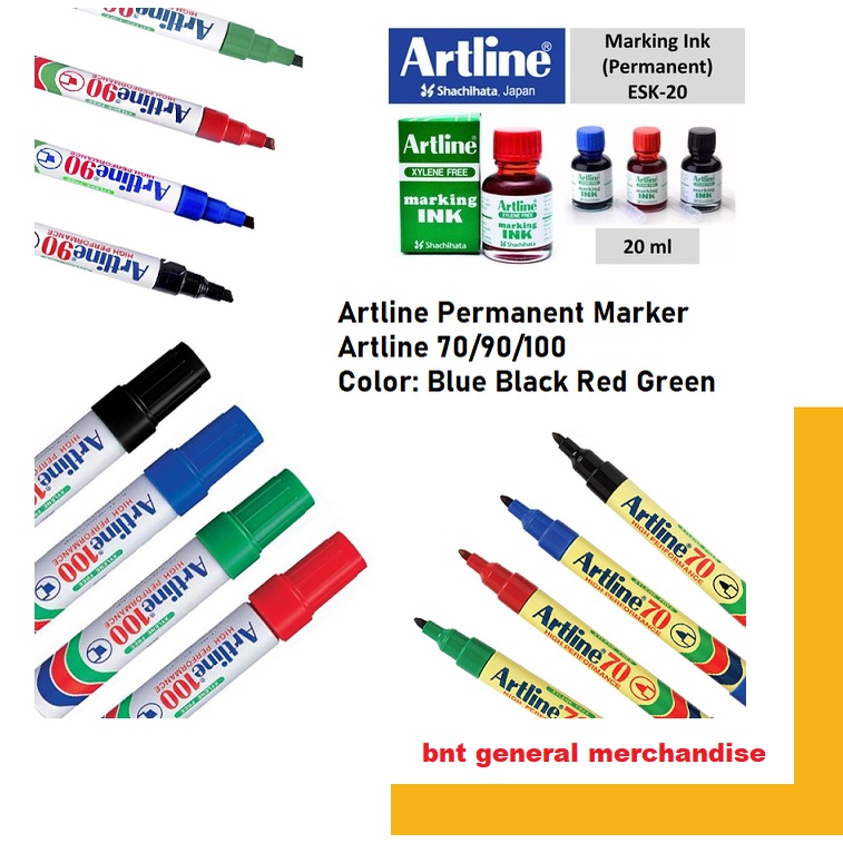 Artline Permanent Markers Artline 70, Artline 90, Artline 100 or Refill Ink 1Pc Shopee