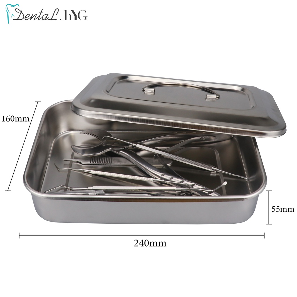 Dental Instruments Tray with Lid Stainless Steel Surgical Nursing