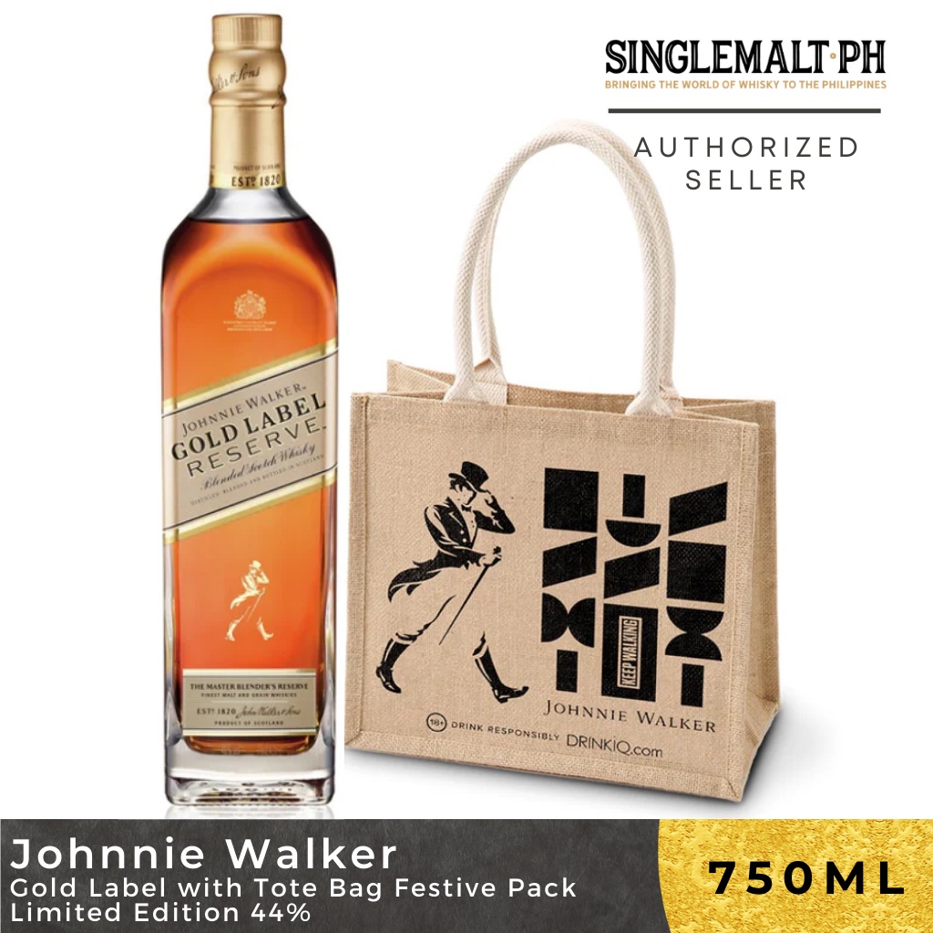 Johnnie Walker Gold Label 75cl with Tote Bag Festive Pack Shopee