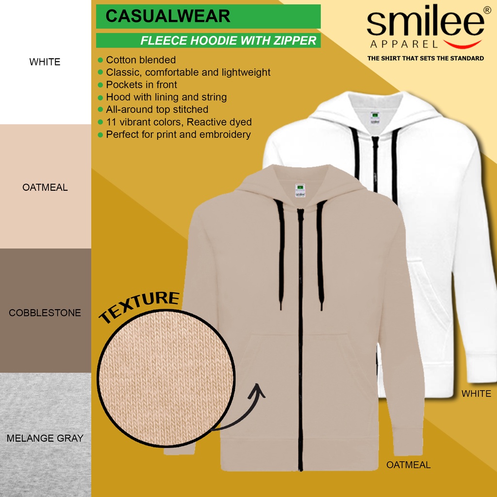 Smilee Apparel Fleece Hoodie With Zipper 1 | Shopee Philippines
