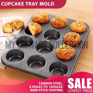 2pcs Muffin Pan, Cupcake Pan, Non-stick Stainless Steel Baking Tin Tray for  Mini Muffin Cupcake Tart, Easy Release & Clean,Durable, Black