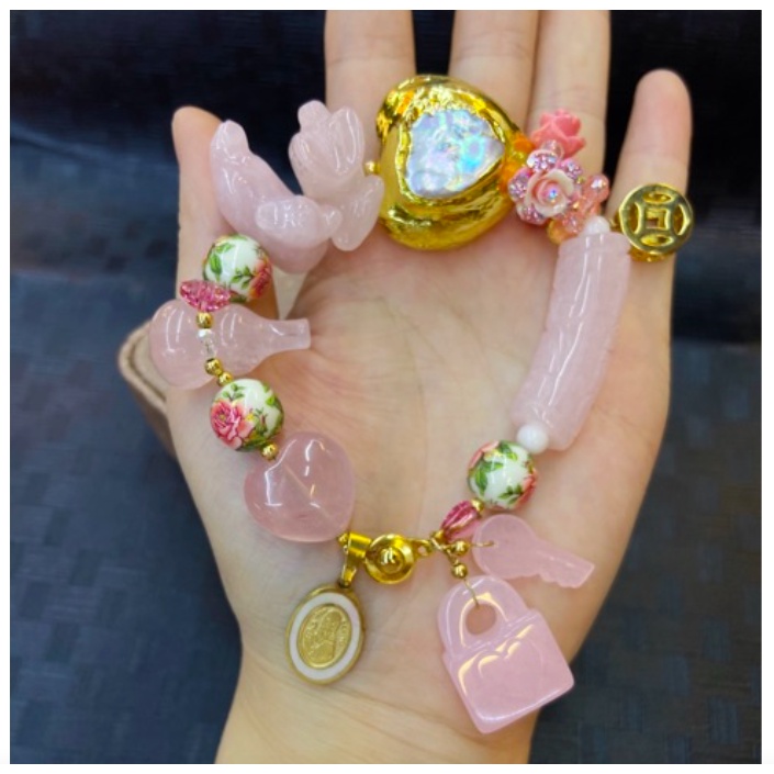 Rose quartz mandarin ducks bracelet store