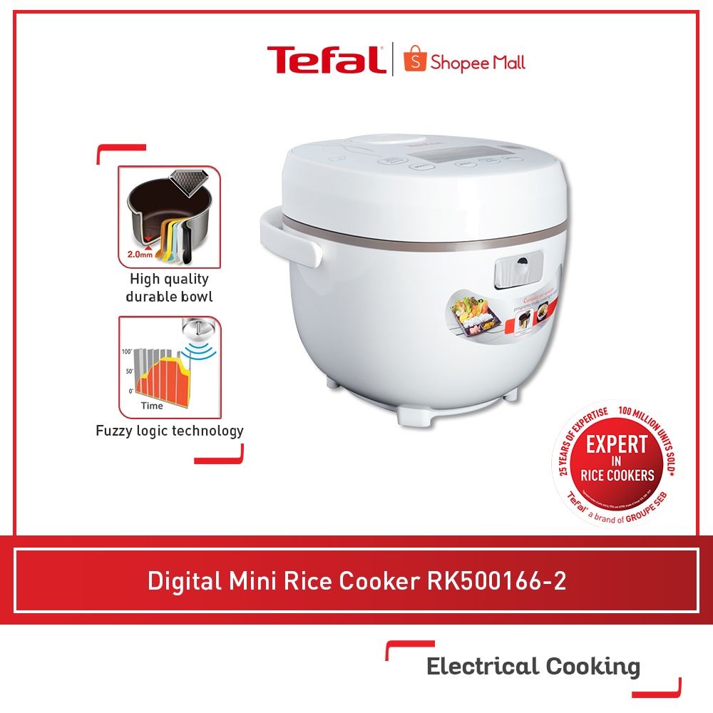 TEFAL Digital Mini Rice Cooker RK5001, 0.5L 4 Cups Ceramic Nonstick, 11