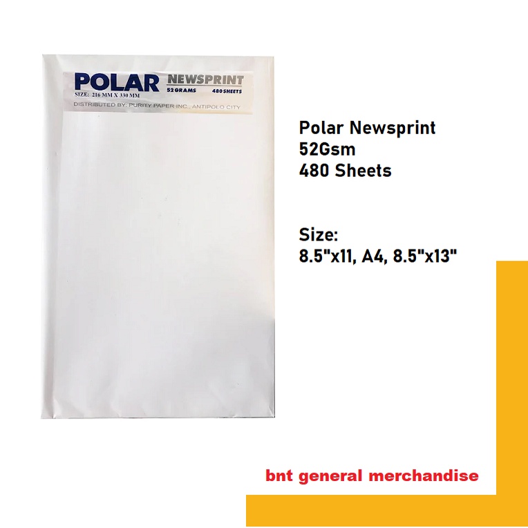 Newsprint Paper Polar Newsprint Short, A4, Long 1Ream Shopee Philippines