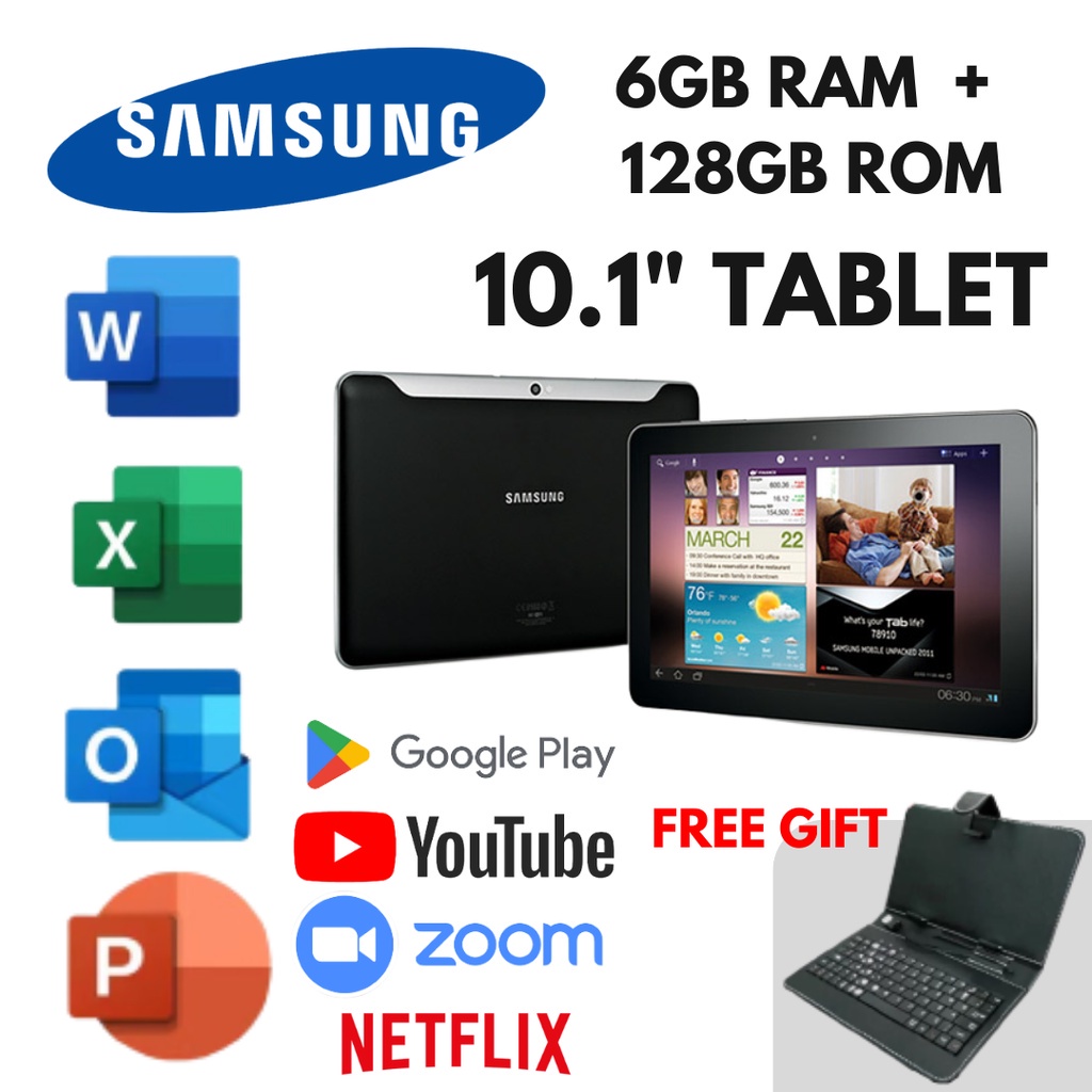 2023 New Samsung Galaxy Tablet 10.1 6GB+128GB Learning Tablet for Online Classroom HD Tablet