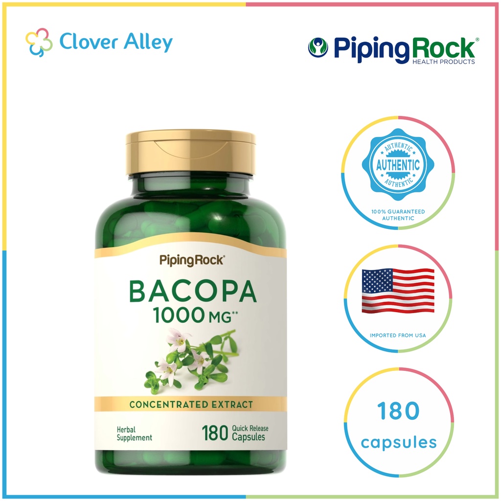 Pipingrock Bacopa Monnieri 1000mg per capsule 180PCS(12/2025 expiry