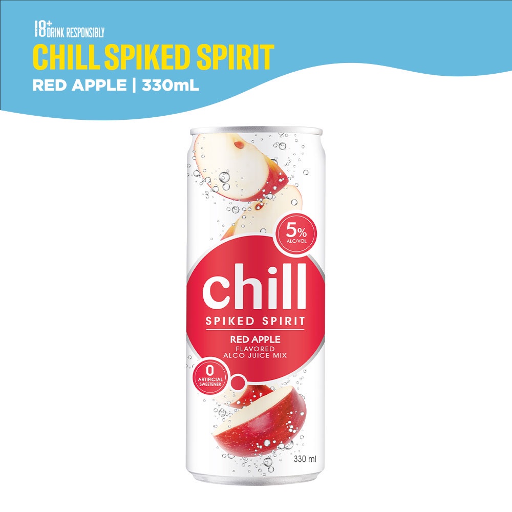 CHILL SPIKED SPIRIT 330 ML RED APPLE Flavored Alco Juice Mix, 5