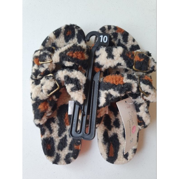 Secret Treasures Luxe Faux Fur Two Band Slide Slippers Leopard