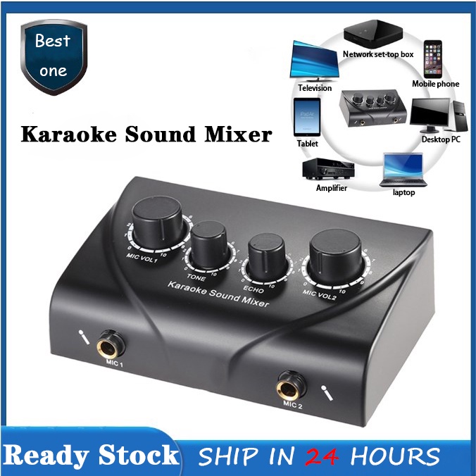 Multifunctional Audio Mixer Amplifier Portable Dual Mic Inputs For