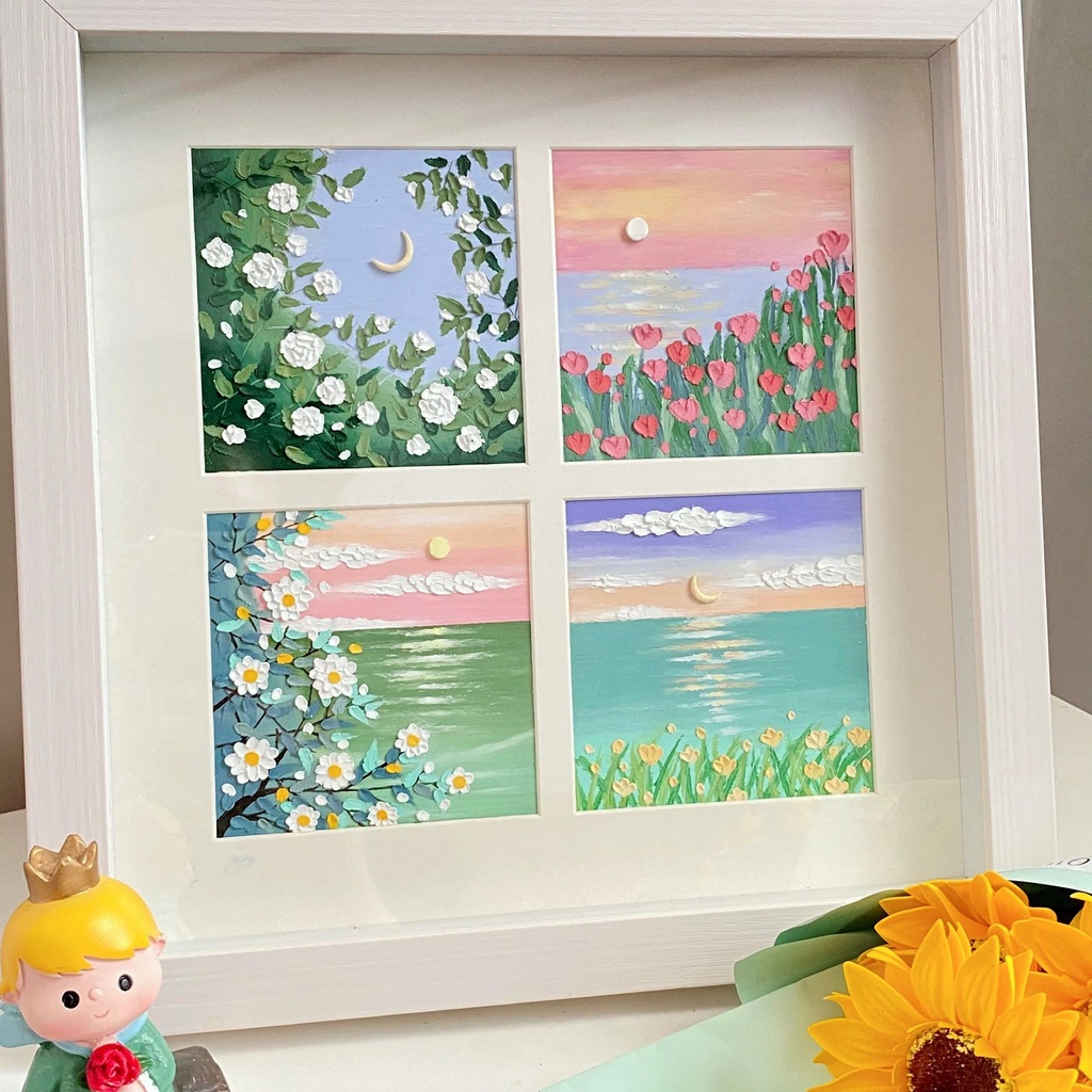 DIY Soft Pastels Crayons Oil Painting Kit Fresh Natural Style BedRoom Decor With Frame Gifts