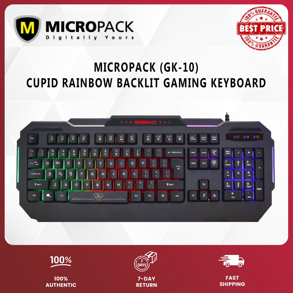 MICROPACK (CUPID GK-10) - Rainbow Backlit Gaming Keyboard GK-10 ...