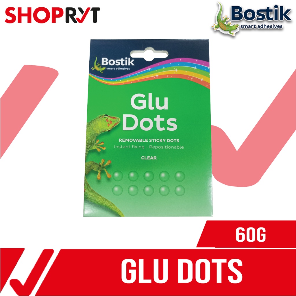 Bostik Glu Dots Removable Sticky Dots, 64 dots, Clear Dots, for Arts