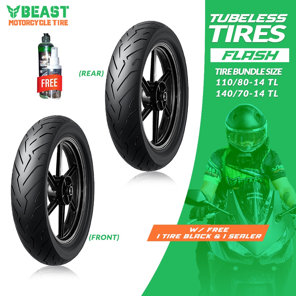 Beast FLASH P6240 110/8014 &140/7014 Tubeless Motorcycle Tires