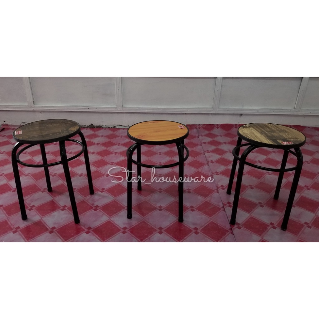 Stool Round Chair LOW (Metal and Wood) S-667 | Shopee Philippines