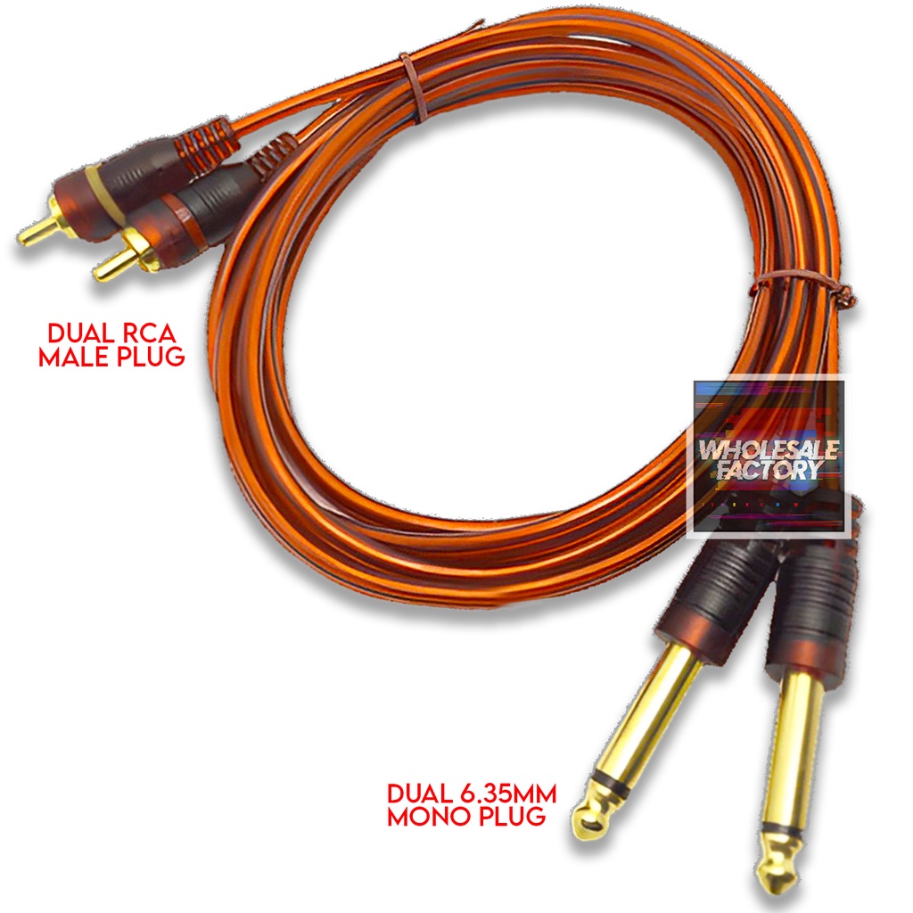 WF Gold-Plated Dual 6.35mm TS/TRS to 2 RCA & 3.5mm TRS Audio Cable for ...