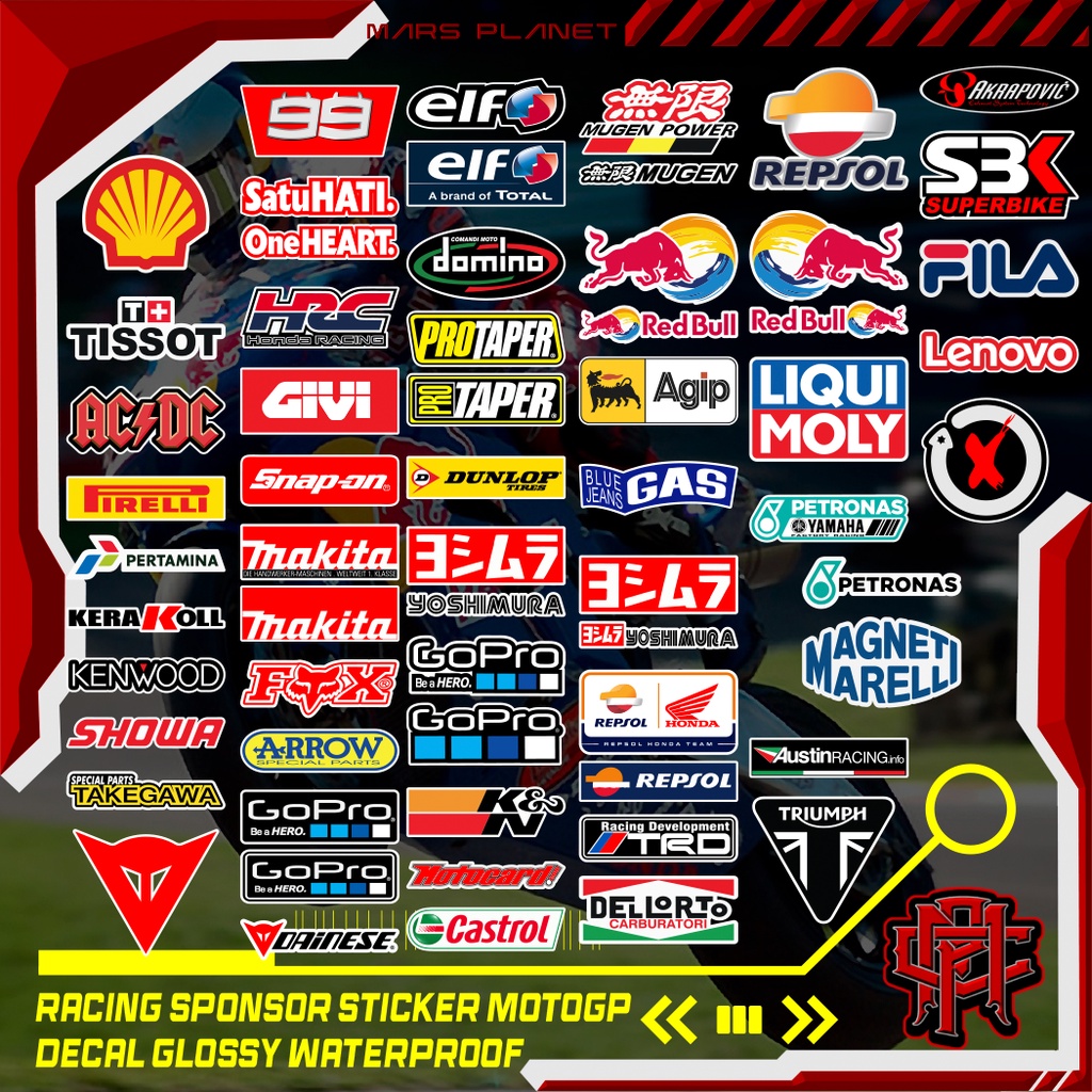 RACING SPONSOR PRODUCT MotoGP INSPIRED HELMET MOTORCYCLE SIDE STRIP ...