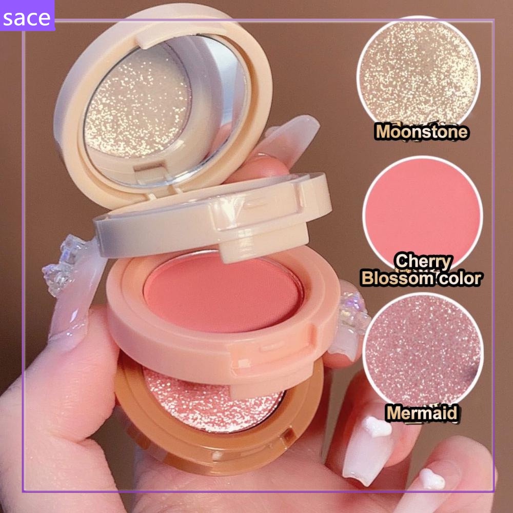 HUDAVIOJI 3 In 1 Matte Highlighter Palette Pearly Blush Shiny Eyeshadow ...